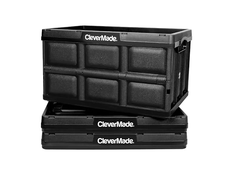 CleverMade Collapsible Storage Bins 46L (3-Pack)- Obsidian