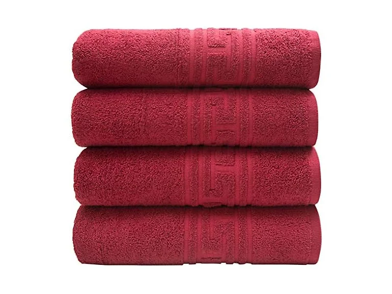 Pleasant Home 4 Pack Bath Towels Set, Greek Key