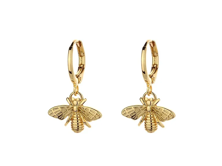 18K Gold Plated Bee Huggie Earrings