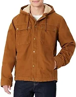 Amazon Basics Men's Insulated Relaxed Fit Hooded Workwear Jacket, Dark Chestnut Brown, Medium