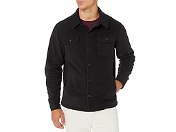Amazon Essentials Men's Long-Sleeve Polar Fleece Shirt Jacket for Winter, Black, Large
