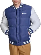 Champion Men's Varsity Bomber Puffer Jacket, Navy/White, X-Large