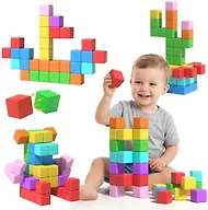 Asago Large Magnetic Blocks,56PCS 1.34in 3D Building Cubes for Kids Ages 3+
