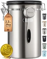 Veken Coffee Canister,39OZ, 2.2lbs,Large Airtight Stainless Steel Container