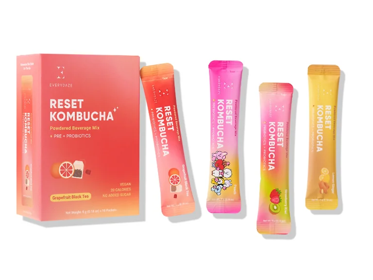 (40ct) EVERYDAZE Reset Kombucha Powder Stick Mixes Variety