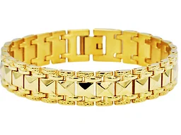 Blackjack Jewelry S-BJB233G Gold Pyramid Link Bracelet Gold 