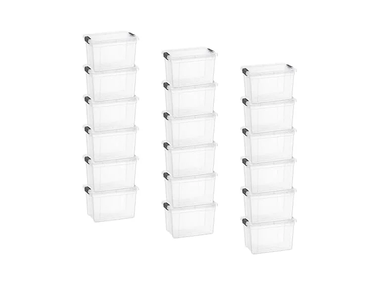 Superio Clear Storage Box with Lid, 2.5 Quart 18 Pack