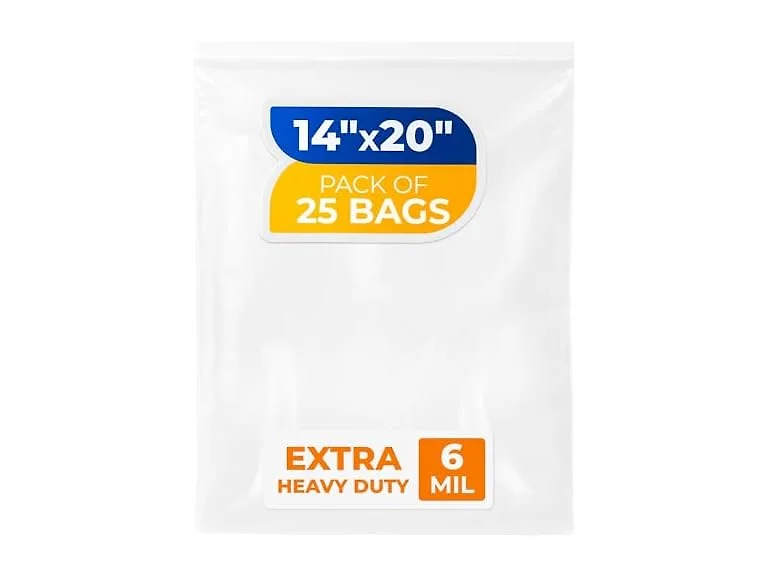 Paclord 14" x 20" Large Zip Seal Lock Bags, 6 Mil (Pack of 25) 