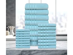 Bibb Home 4241 24 Piece Zero Twist Egyptian Cotton Towel Se
