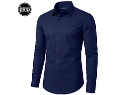 James Tailor LC-JMLS-350-NV-S Small Mens L/S Stretch Dress S