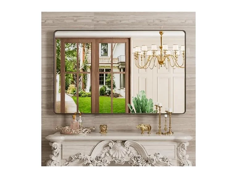 48X30 Inch Black Bathroom Mirror