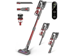 Fykee Cordless Vacuum Cleaner, 80,000 PRM Vacuum Cleaner with Large Capacity Detachable Battery and Washable Dust Cup, Lightweight Stick Vacuum up to 35 Mins Runtime for Floor - Red