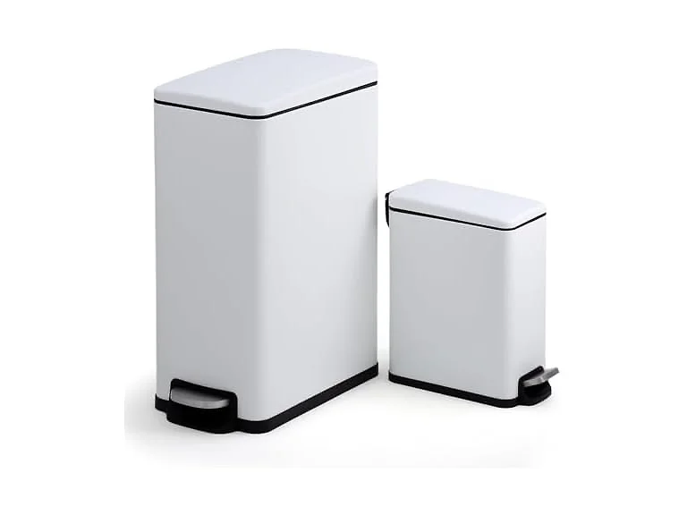 MOVECOM 12 Gal Step-On Trash Can White