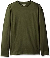 Amazon Essentials Men's Slim-Fit Long Sleeve Cotton T-Shirt, Crew Neck, Olive Heather, X-Small