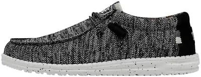 Hey Dude Mens Shoes, Wally Sox Stitch, Black White, 41