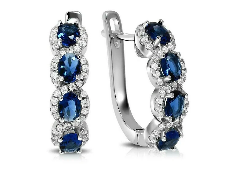 Sapphire Huggie Halo Earrings