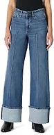 Amazon Essentials Women's Low Stretch High-Rise Wide Leg Cuffed Jean, Medium Blue Vintage, 00