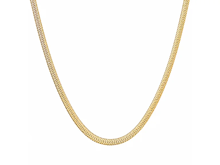 18K Gold Plated Herringbone Necklace