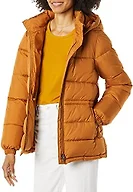 Amazon Essentials Women's Heavyweight Quilted Hooded Puffer Winter Jacket with Adjustable Waist, Tan, X-Small