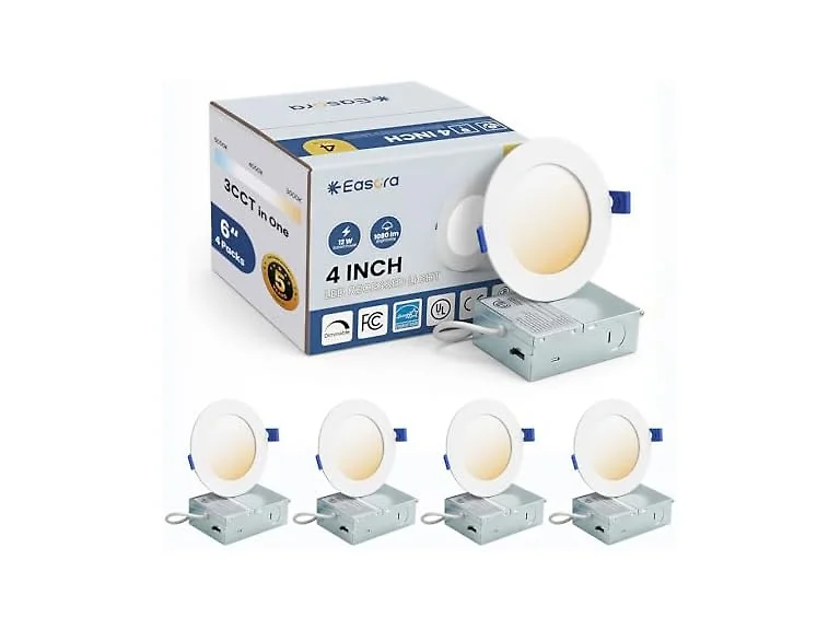 Easora Pack of 4 Recessed LED Can Lights 4"