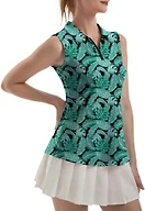 FKEEP Women's Sleeveless Polo Golf Tennis Shirt Tank Tops T-Shirts V-Neck with Collar Quick Dry Workout Athletic (Green Leaf, M)
