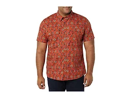 Amazon Essentials Men's Slim-Fit Short-Sleeve Two-Pocket Utility Shirt, Clay Floral Print, X-Large