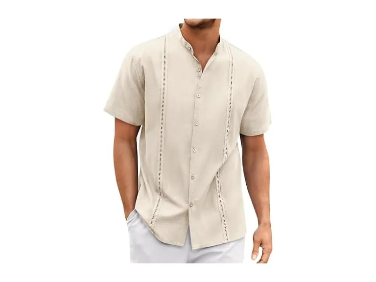 Ryannology Men (XXL) Guayabera Shirts Linen Shirt