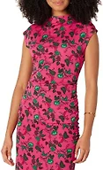 Amazon Essentials Women's Slim-Fit Extended-Sleeve Ruched Matte Jersey Top, Hot Pink Leafy Floral Ditsy, XX-Small