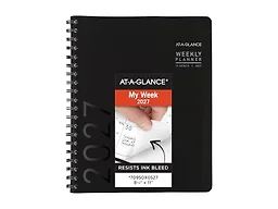 AT-A-GLANCE 2027 Appointment Book Planner, Weekly & Monthly, 8.25" x 11", Half-Hourly, Contemporary, Black (70950X0527)