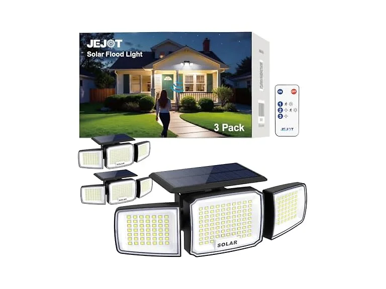 JEJOT 3000LM Solar Security Light 3-Pack