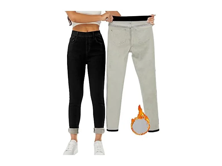 Yehopere Women (L) Winter Jeans High Waist Jeans