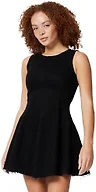 Amazon Essentials Women's Fit & Flare Denim Mini Dress, Black, 10