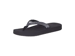 Reef Star Cushion Sassy Womens Flip Flop, Ultra Soft Cushion Footbed, Arch Support, Black/Silver, 6