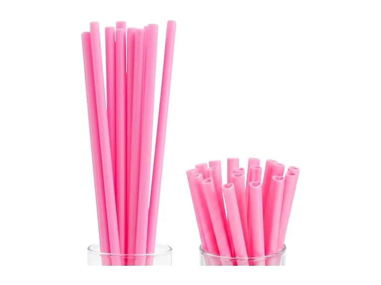 Fun Expess 9" Heart-Shaped Pink Plastic Novelty Straws