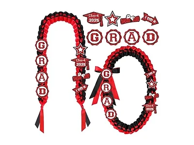 Red and Black Graduation Lei 2024 Silk