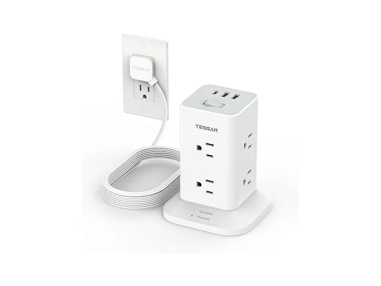 TESSAN 1700J 10ft SP Power Tower (8 Outlets, 3 USB)