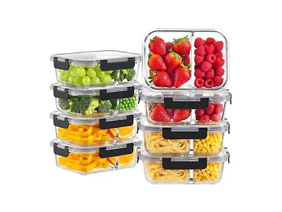 HOMBERKING  8 Pack 2 Compartment 36oz Containers