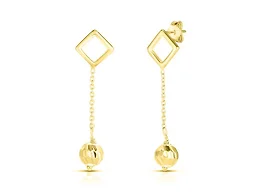 Yeidid Italian 925 Sterling Silver Ball Drop Earrings Plated in 18K Yellow Gold