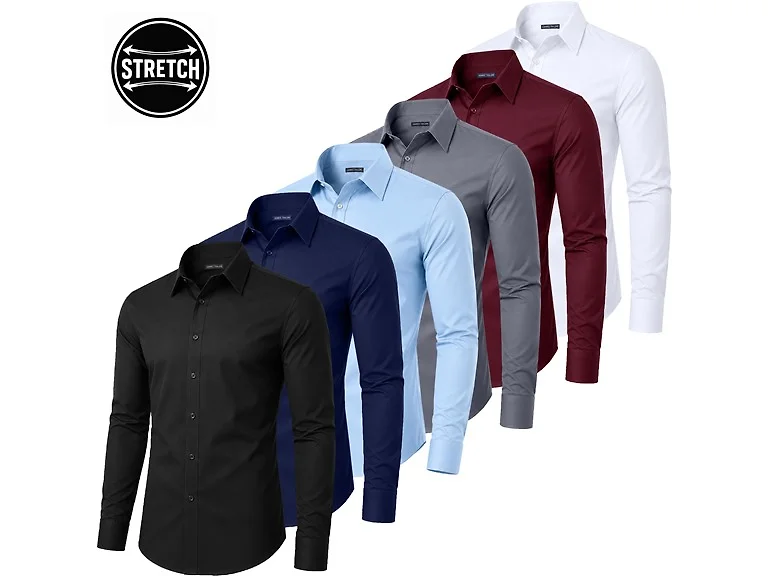 3Pk Mens L/S Stretch Dress Shirt