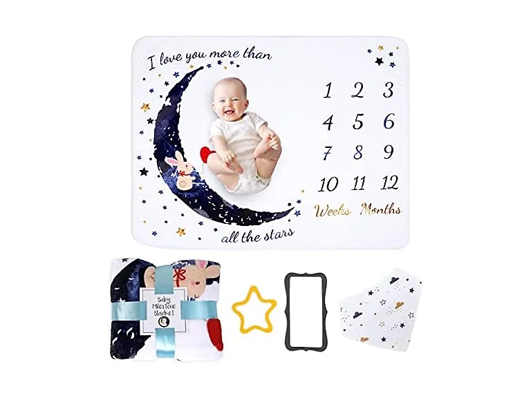 2-Pack Fleece Baby Milestone Blanket