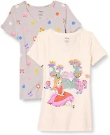 Amazon Essentials Disney | Marvel | Star Wars | Princess Women's Classic-Fit Short-Sleeve V-Neck T-Shirt, Pack of 2, Disney Alice, X-Large