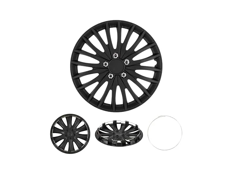 Cobra-Tek 4PC Hubcaps Black/Silver - Choose Size