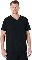 Amazon Basics Men's Scrubs V-Neck Top with Pockets, Black, Large