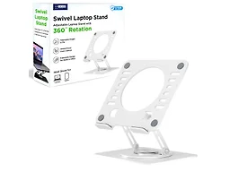 Swivel Laptop Stand for Desk - Metal Adjustable Height Tilting Laptop Riser - White