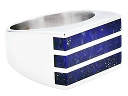 Blackjack Jewelry S-BJZ71LL-8 8 Genuine Lapis Lazuli 3 Row Ring 