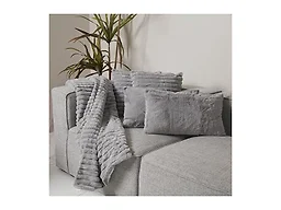 5-Pc Faux Fur Throw Blanket & Pillow Set