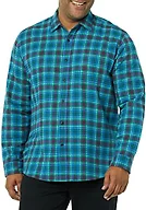 Amazon Essentials Men's Regular Fit Long-Sleeve Flannel Shirt, Soft Brushed Cotton, Lightweight yet Warm, Blue Burgundy Green Plaid, X-Small