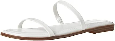 The Drop Women's Paris Square Toe Two Strap Flat Sandal