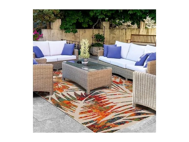 Superior Indoor Outdoor Rug Tropical Leaves