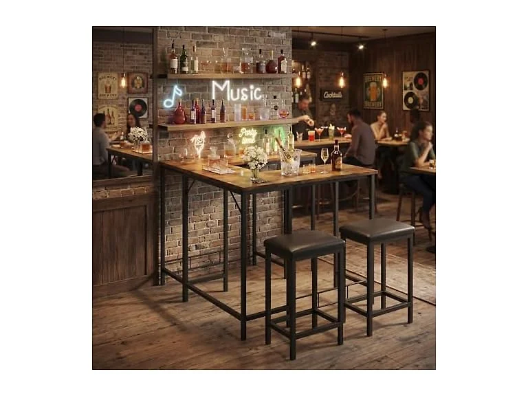 Takywep Bar Table and Chairs Set 3 Pcs
